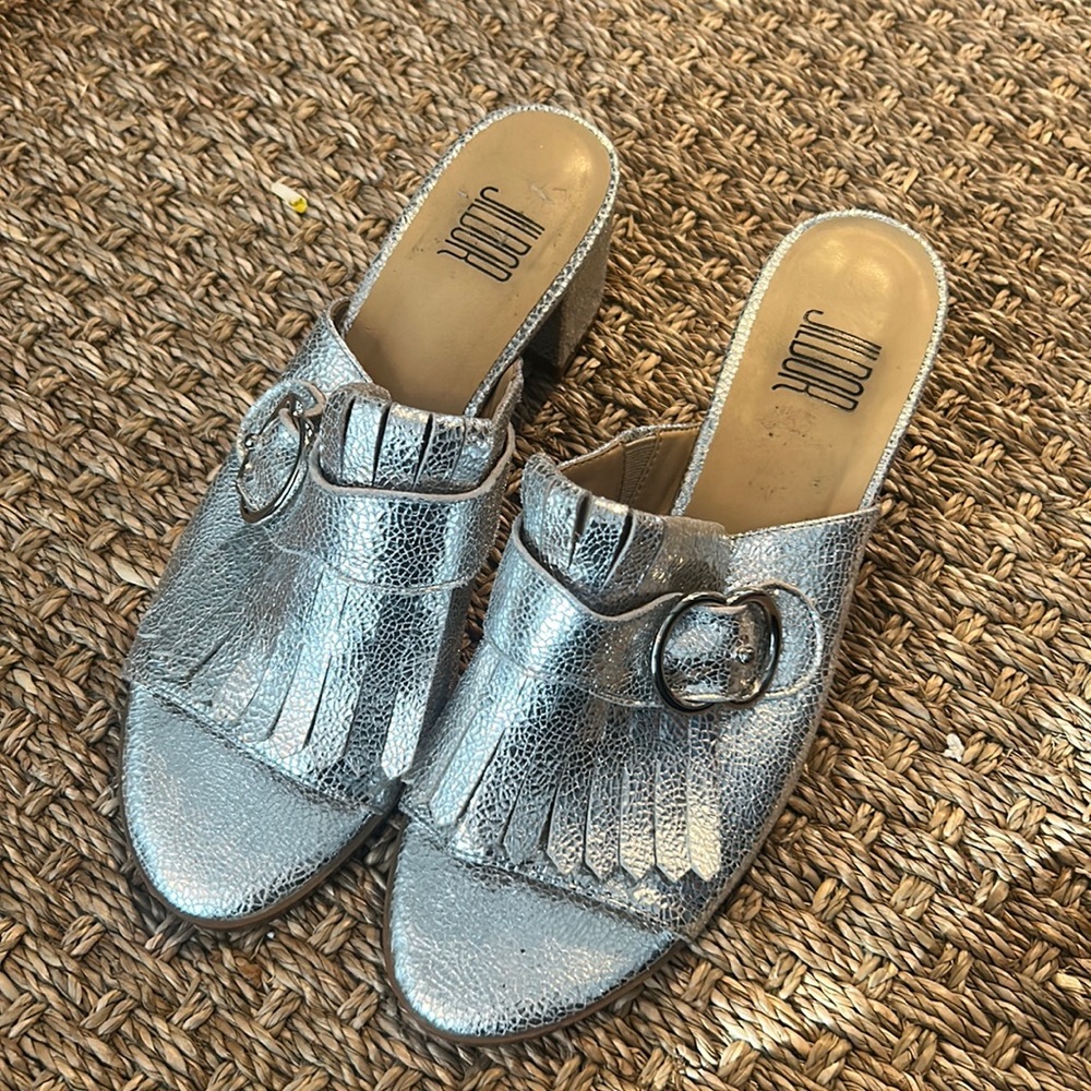 JILDOR Silver Open Toe Mini Heel